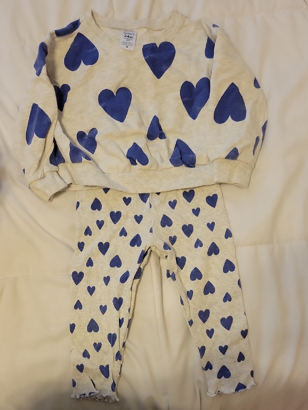 Carter's Cream Top with Blue Heart Accent